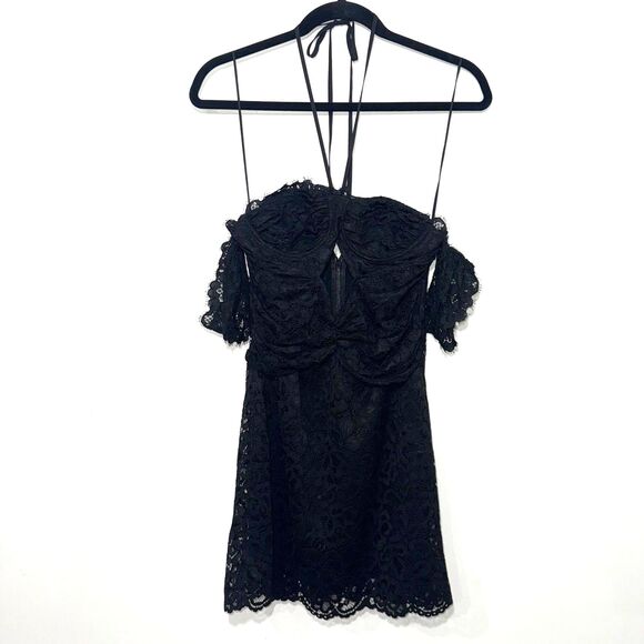 NBD Lace Kurt Cut Out Mini Dress - Black S - Picture 3 of 9